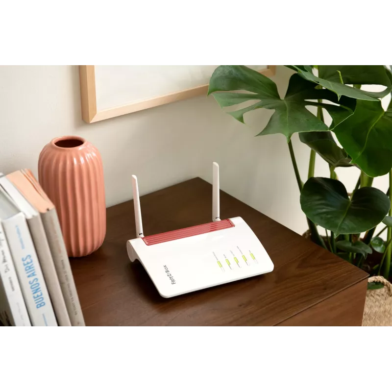 Bezvadu maršrutētājs FRITZ 6850 5G, Gigabit Ethernet, divu joslu (2,4 GHz / 5 GHz), melns, sarkans, balts