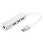 DIGITUS USB 3.0, 3 portu HUB un Gigabit LAN adapteris 3xUSB A/F, 1xUSB A/M, 1xRJ45 LAN, atbalsta Windows un Mac OS