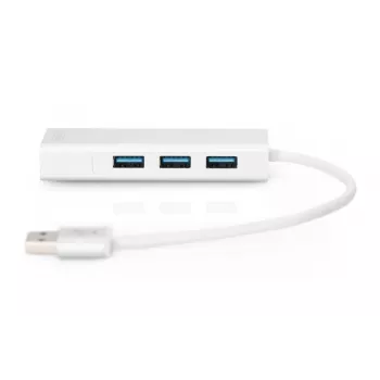 DIGITUS USB 3.0, 3 portu HUB un Gigabit LAN adapteris 3xUSB A/F, 1xUSB A/M, 1xRJ45 LAN, atbalsta Windows un Mac OS