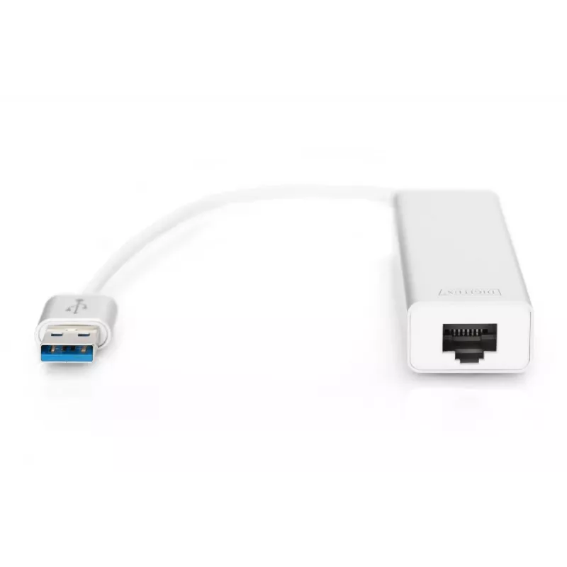 DIGITUS USB 3.0, 3 portu HUB un Gigabit LAN adapteris 3xUSB A/F, 1xUSB A/M, 1xRJ45 LAN, atbalsta Windows un Mac OS