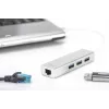 DIGITUS USB 3.0, 3 portu HUB un Gigabit LAN adapteris 3xUSB A/F, 1xUSB A/M, 1xRJ45 LAN, atbalsta Windows un Mac OS