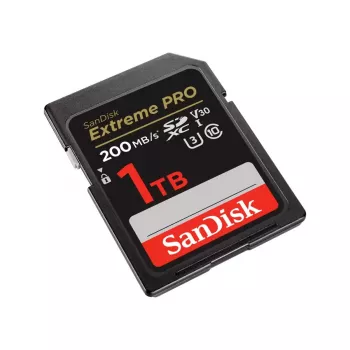 SDXC zibatmiņas karte SANDISK Extreme PRO 1TB UHS-I U3 V30 Class 10, līdz 200 MB/s lasīšana, 140 MB/s rakstīšana, triecienizturīga, melna
