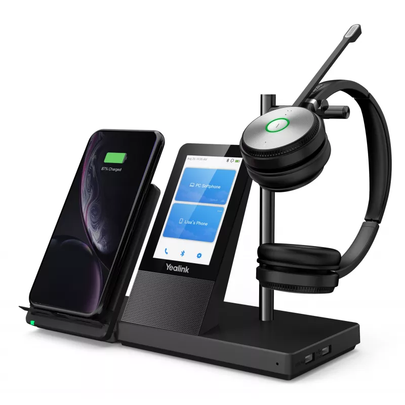 Yealink WH66 Dual UC-DECT bezvadu austiņas, bezvadu, biroja/zvanu centrs, 20 - 20000 Hz, 127 g, galvas austiņas, melna