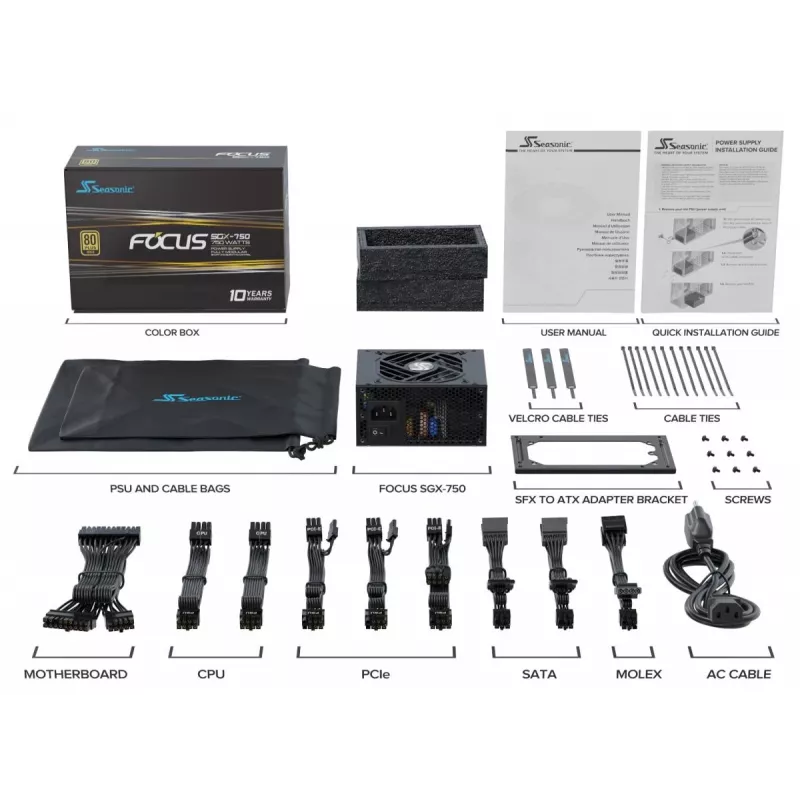 SEASONIC Focus Sgx-750 (2021) barošanas bloks 750 W 20+4 kontaktu