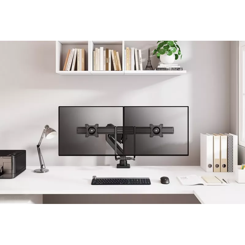 Neomounts DS75-450BL2 monitora kronšteins 17-32 collas - gāzes atspere - augšējā stiprinājums - 180° aizture
