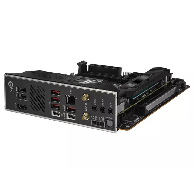Mātesplate ASUS ROG STRIX B650E-I GAMING WIFI mini ITX — AMD B650, Socket AM5, DDR5, 2x M.2, Wi‑Fi 6E, 2.5Gb LAN