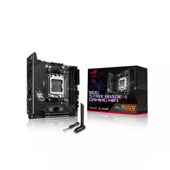 Mātesplate ASUS ROG STRIX B650E-I GAMING WIFI mini ITX — AMD B650, Socket AM5, DDR5, 2x M.2, Wi‑Fi 6E, 2.5Gb LAN