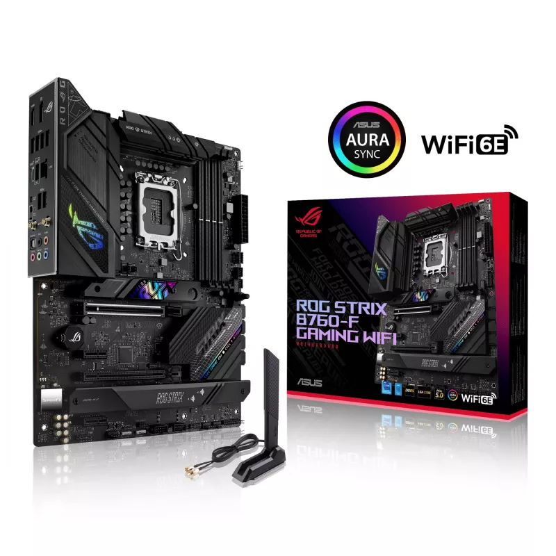 Mātesplate ASUS ROG STRIX B760-F GAMING WIFI — Intel B760, LGA 1700, ATX, DDR5, 4 DIMM, Wi‑Fi 6E, 2.5Gb LAN
