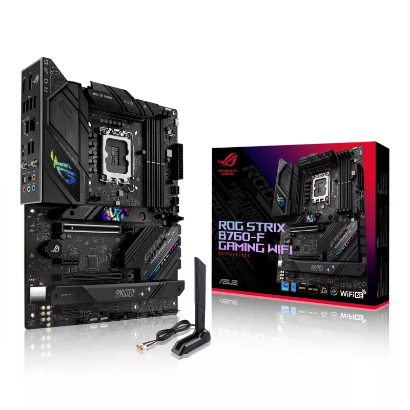 Mātesplate ASUS ROG STRIX B760-F GAMING WIFI — Intel B760, LGA 1700, ATX, DDR5, 4 DIMM, Wi‑Fi 6E, 2.5Gb LAN