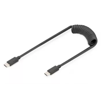 DIGITUS USB - Type C uz USB - Type C spirāles kabelis, TPU USB 2.0, PD60W Max; 1m