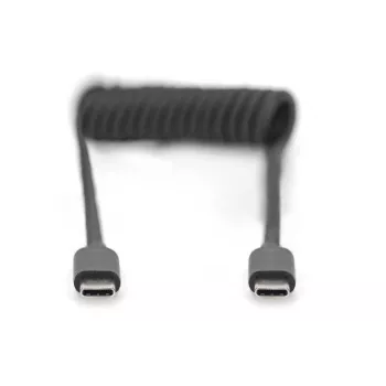DIGITUS USB - Type C uz USB - Type C spirāles kabelis, TPU USB 2.0, PD60W Max; 1m