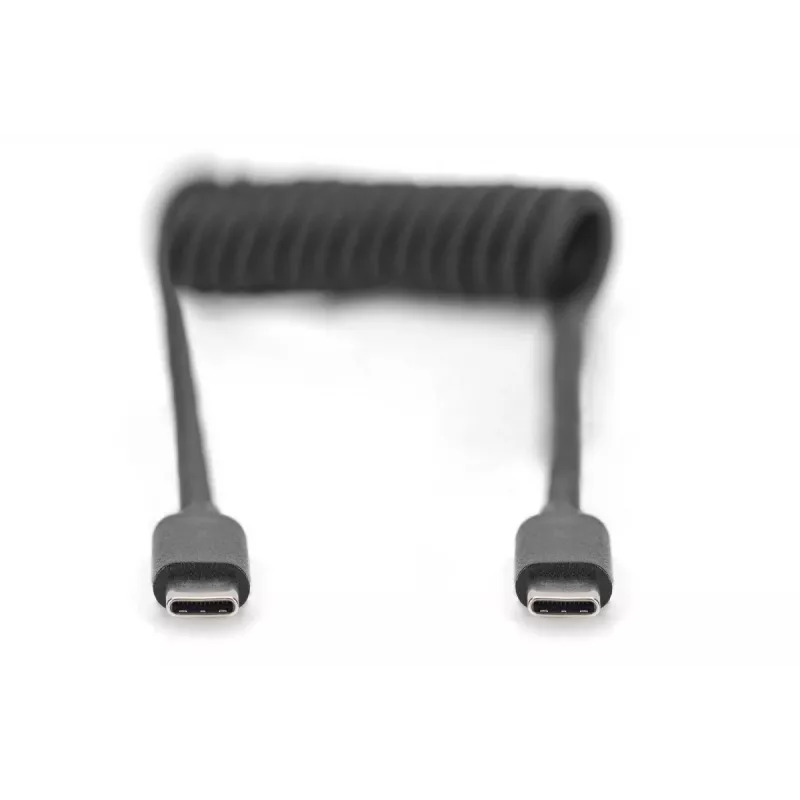 DIGITUS USB - Type C uz USB - Type C spirāles kabelis, TPU USB 2.0, PD60W Max; 1m