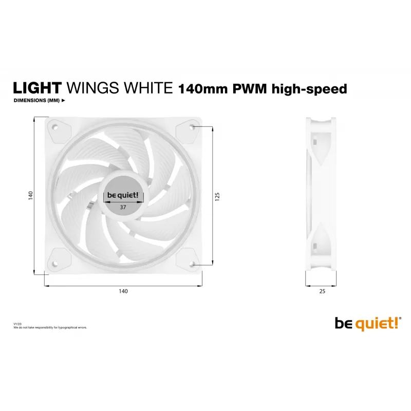 be quiet Light Wings White | 140mm PWM ātrgaitas trīskāršais komplekts Datora korpusa ventilators 14 cm 3 gab.