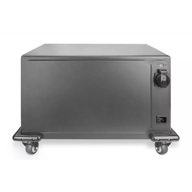 DIGITUS uzlādes skapis, 16 uzlādes vietām, 14 collas, melns 384 x 550 x 375 mm, elektr. slēdzene, iekļ. USB, ventilators