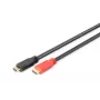 DIGITUS ASSMANN HDMI High Speed savienojuma kabelis, A tips, ar pastiprinātāju. Tēviņš/tēviņš, 10m Full HD, CE, zelts melns