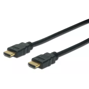 DIGITUS HDMI High Speed savienojuma kabelis, tips A vīr./vīr., 1 m ar Ethernet, Ultra HD 60p, zelts melns
