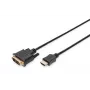 DIGITUS HDMI adaptera kabelis, tips A-DVI(18+1) vīr./vīr., 3m Full HD melns