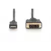 DIGITUS HDMI adaptera kabelis, tips A-DVI(18+1) vīr./vīr., 3m Full HD melns