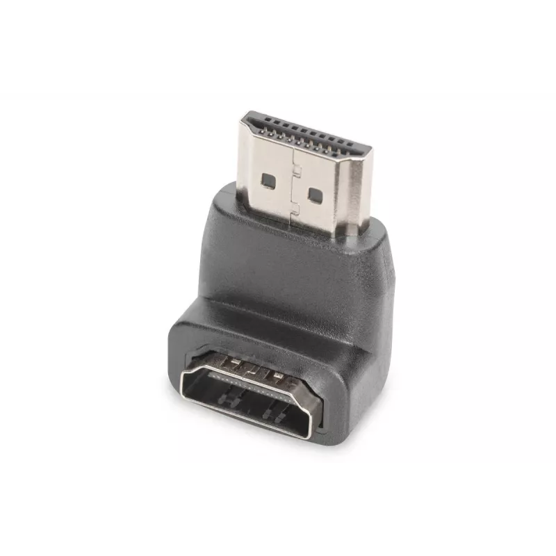 DIGITUS HDMI adapteris, A tips, 90° leņķa M/F, Ultra HD 60p, melns zelts