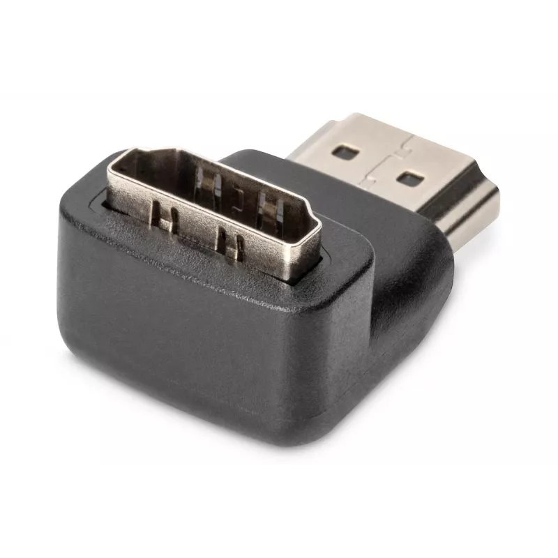 DIGITUS HDMI adapteris, A tips, 90° leņķa M/F, Ultra HD 60p, melns zelts