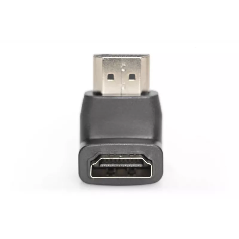 DIGITUS HDMI adapteris, A tips, 90° leņķa M/F, Ultra HD 60p, melns zelts