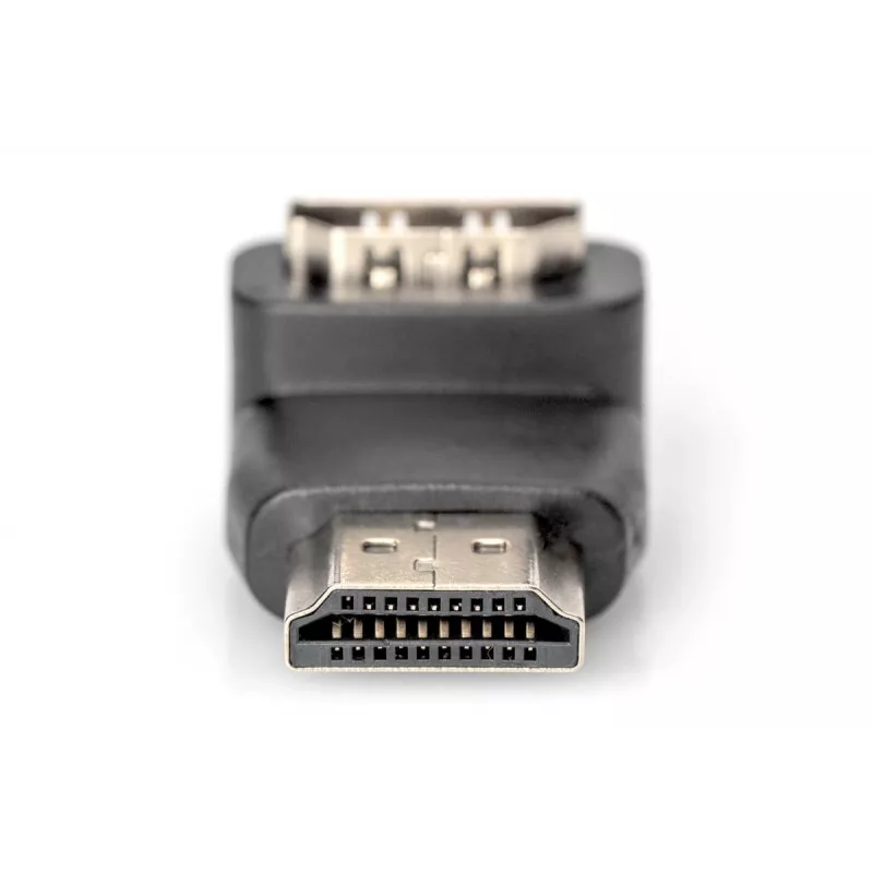 DIGITUS HDMI adapteris, A tips, 90° leņķa M/F, Ultra HD 60p, melns zelts