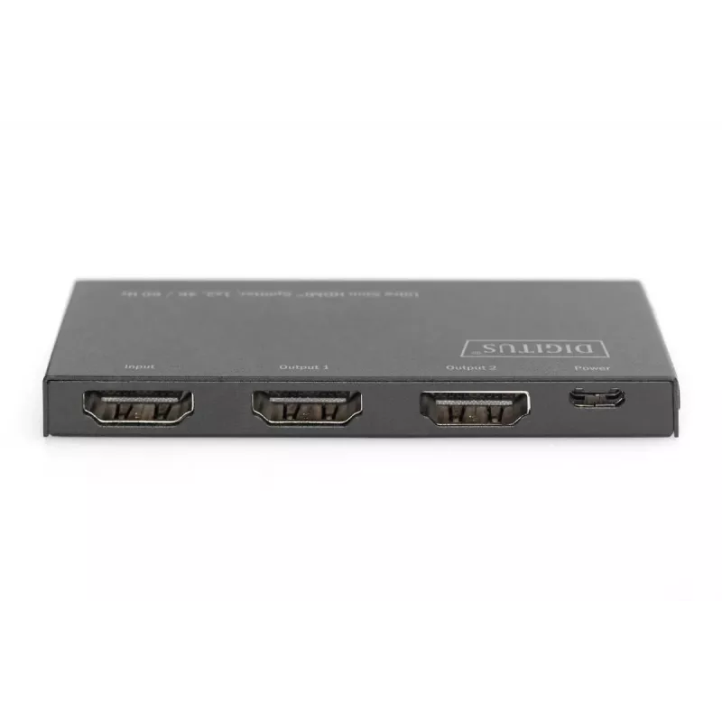 DIGITUS Ultra plāns HDMI sadalītājs, 1x2, 4K/60Hz HDR, HDCP 2.2, 18 Gbps, ar Micro USB barošanu