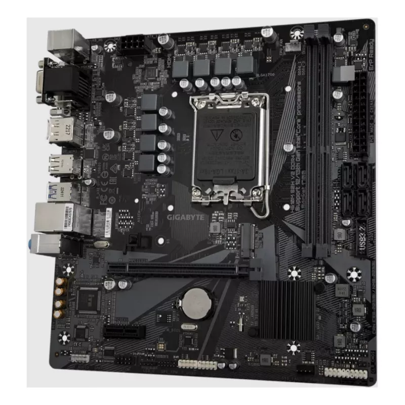 GIGABYTE H610M S2H V2 DDR4 mātesplate - atbalsta Intel Core 14. paaudzes CPU, 6+1+1 hibrīda fāžu digitālais VRM, līdz 3200 MHz DDR4 (OC), 1x PCIe 3.0 M.2, GbE LAN, USB 3.2 Gen 1