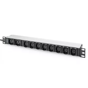 DIGITUS 1U alumīnija PDU montējams plauktā 8x C13 2xC19 16A 230VAC 50/60Hz IEC C20 spraudnis