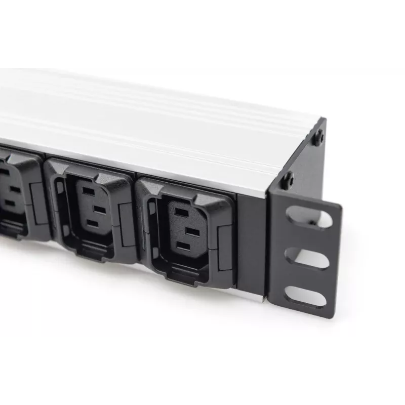 DIGITUS 1U alumīnija PDU montējams plauktā 8x C13 2xC19 16A 230VAC 50/60Hz IEC C20 spraudnis