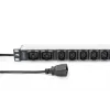 DIGITUS 1U alumīnija PDU montējams plauktā 8x C13 2xC19 16A 230VAC 50/60Hz IEC C20 spraudnis