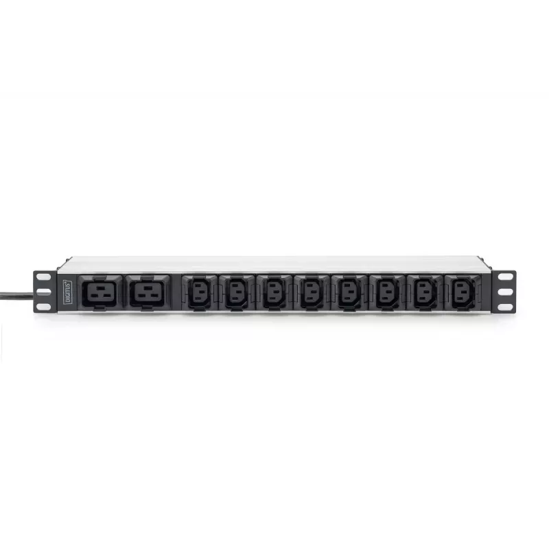 DIGITUS 1U alumīnija PDU montējams plauktā 8x C13 2xC19 16A 230VAC 50/60Hz IEC C20 spraudnis