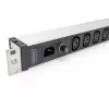 DIGITUS 1U alumīnija PDU, montējams statīvā, 9x C13, 10A, 230VAC, 50/60Hz, IEC C14 ieeja, 10A drošinātājs