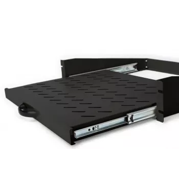 DIGITUS 2U izvelkamais plaukts skapjiem no 450 mm dziļuma 88x483x352 mm, līdz 30 kg, melns (RAL 9005)