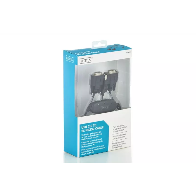 DIGITUS USB 2.0 uz 2x Rs232 kabelis 1,5m