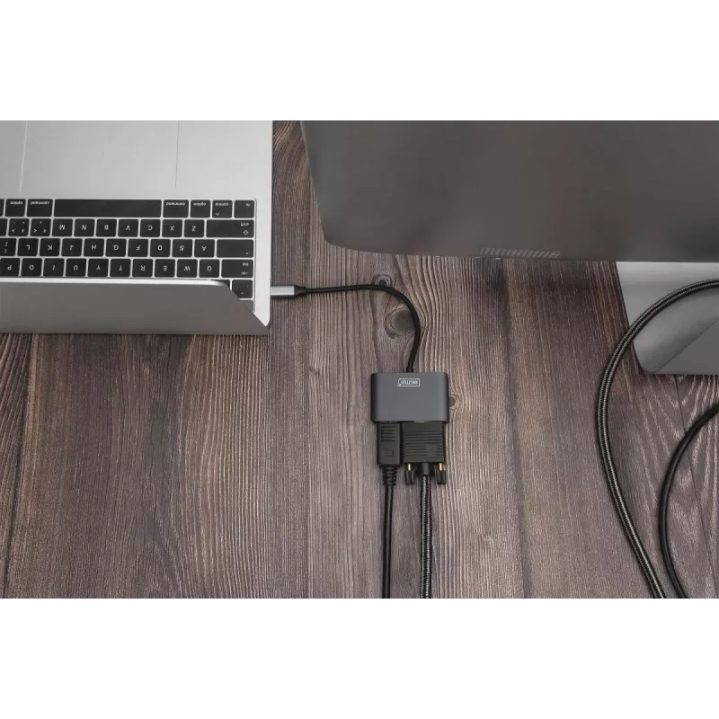DIGITUS USB Type-CT 4K 2-in-1 DisplayPort + VGA Graphics Adapter