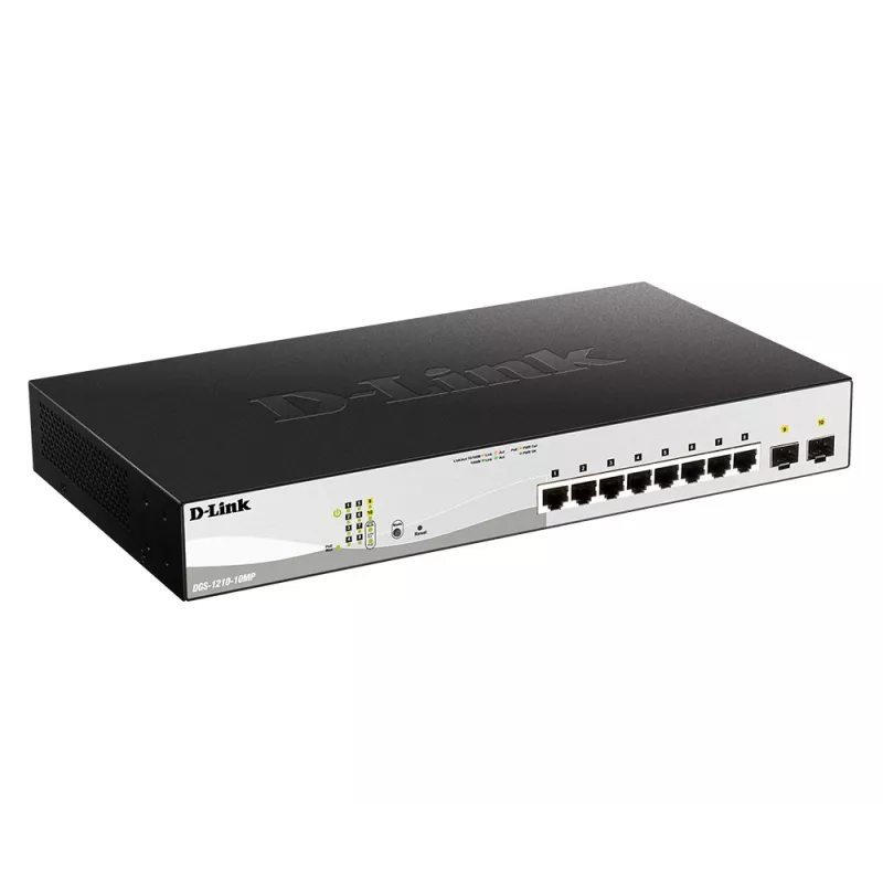 D-Link DGS-1210-10MP Pārvaldāms L2 Gigabitu Ethernet (10/100/1000) Power over Ethernet (PoE) Melns, Pelēks