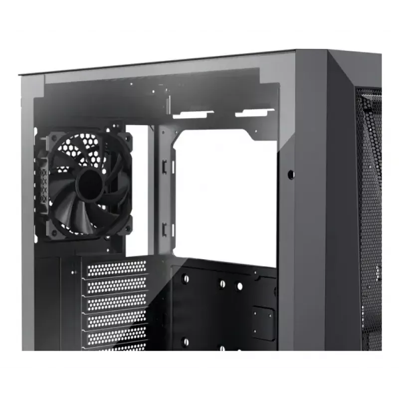 PC Midi Tower korpuss XILENCE XG151 — melns, atbalsta ATX/Micro-ATX/Mini-ITX, apakšējais barošanas bloks, 2x 3,5 collu + 4x 2,5 collu nodalījumi