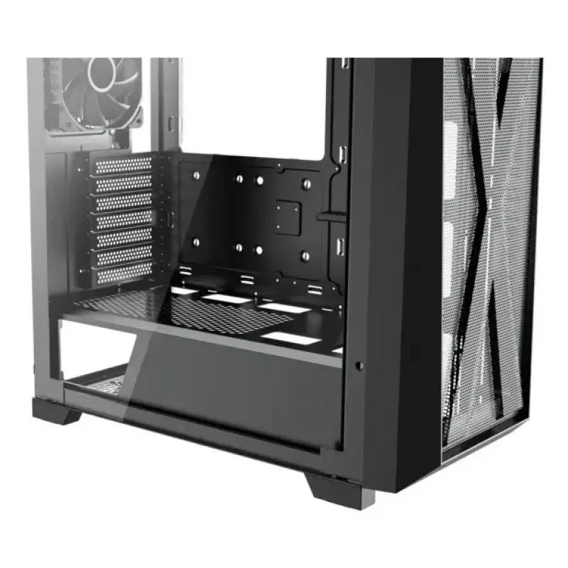 PC Midi Tower korpuss XILENCE XG151 — melns, atbalsta ATX/Micro-ATX/Mini-ITX, apakšējais barošanas bloks, 2x 3,5 collu + 4x 2,5 collu nodalījumi