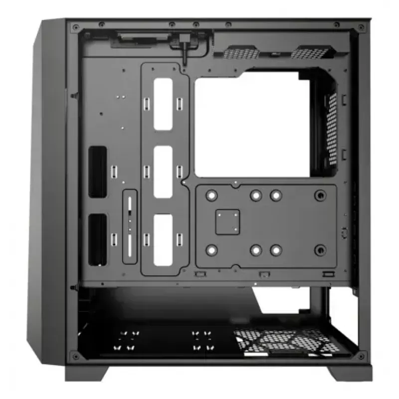 PC Midi Tower korpuss XILENCE XG151 — melns, atbalsta ATX/Micro-ATX/Mini-ITX, apakšējais barošanas bloks, 2x 3,5 collu + 4x 2,5 collu nodalījumi