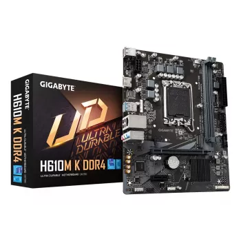 GIGABYTE H610M K DDR4 mātesplate - atbalsta Intel Core 14. paaudzes CPU, 3+1+1 fāžu hibrīda barošanas dizains, līdz 3200 MHz DDR4, 1x PCIe 3.0 M.2, GbE LAN, USB 3.2 Gen 1