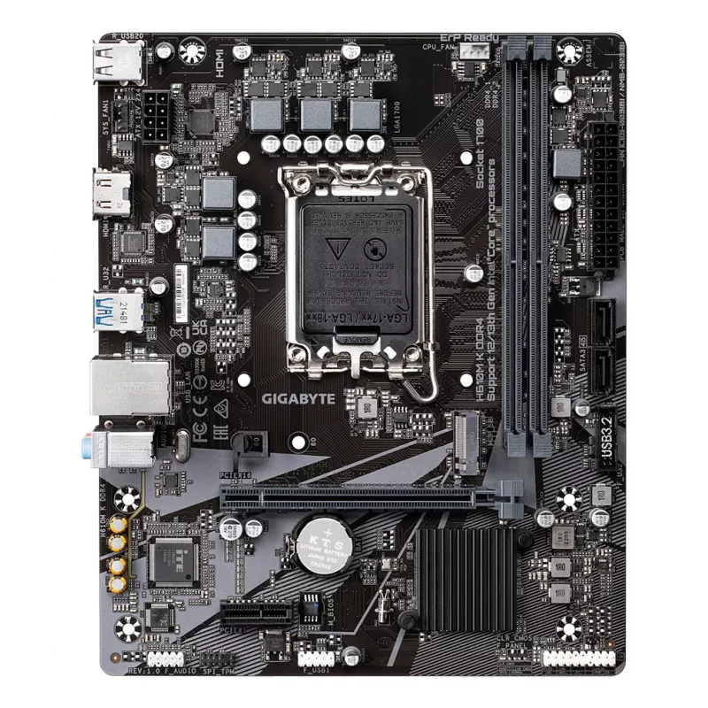 GIGABYTE H610M K DDR4 mātesplate - atbalsta Intel Core 14. paaudzes CPU, 3+1+1 fāžu hibrīda barošanas dizains, līdz 3200 MHz DDR4, 1x PCIe 3.0 M.2, GbE LAN, USB 3.2 Gen 1