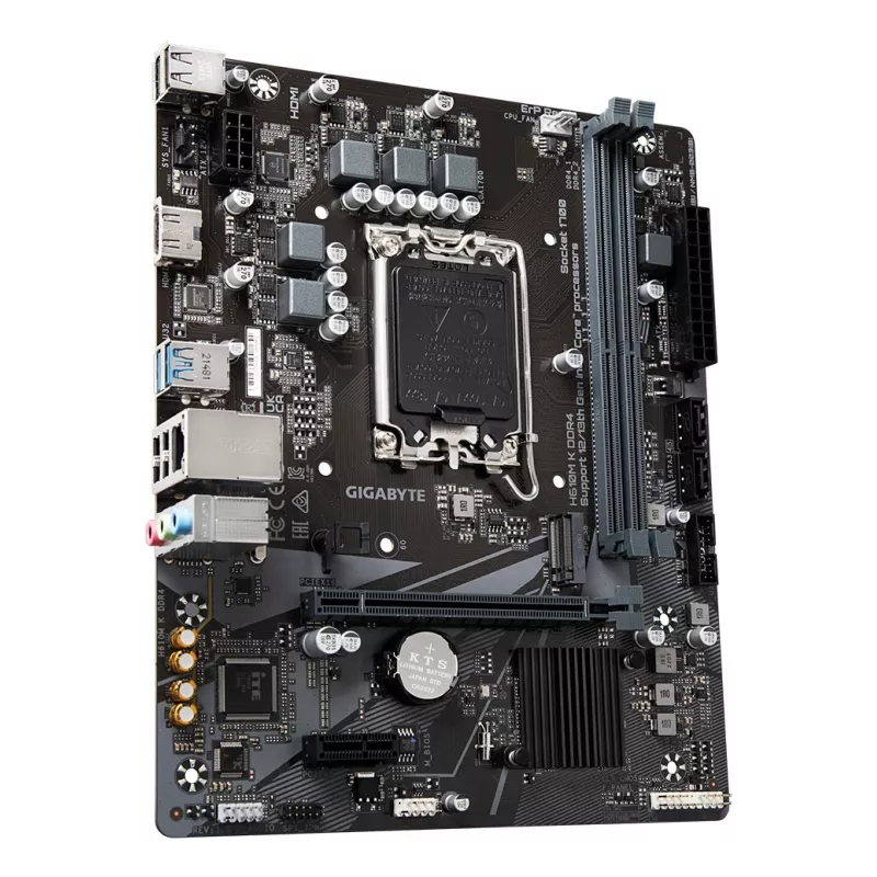 GIGABYTE H610M K DDR4 mātesplate - atbalsta Intel Core 14. paaudzes CPU, 3+1+1 fāžu hibrīda barošanas dizains, līdz 3200 MHz DDR4, 1x PCIe 3.0 M.2, GbE LAN, USB 3.2 Gen 1