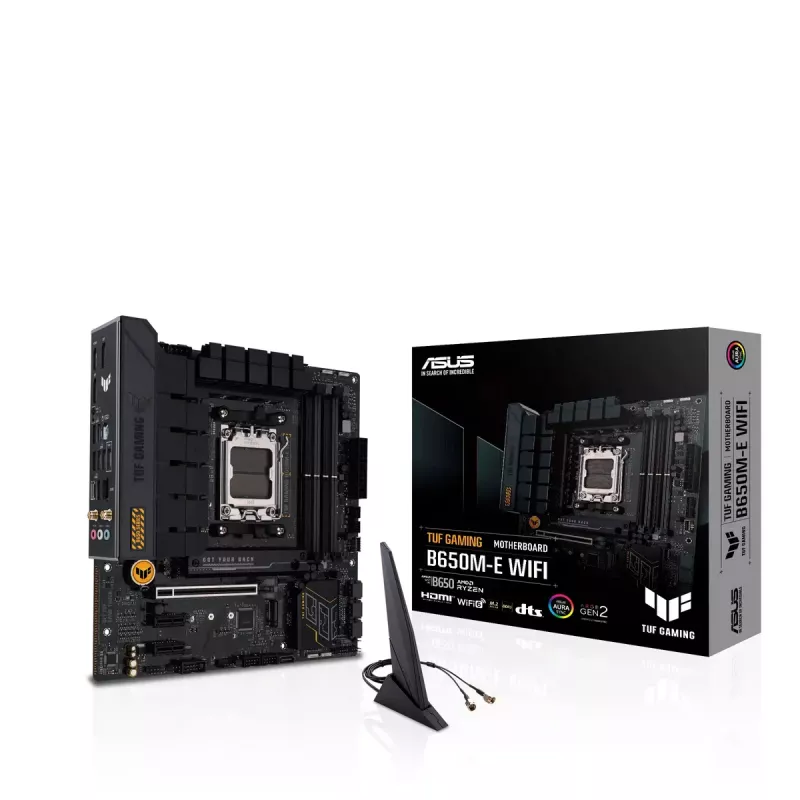 Mātesplate ASUS TUF GAMING B650M‑E WIFI, AMD B650, Socket AM5, micro ATX, DDR5, 4x DIMM, 128GB, Wi‑Fi 6, Bluetooth 5.2
