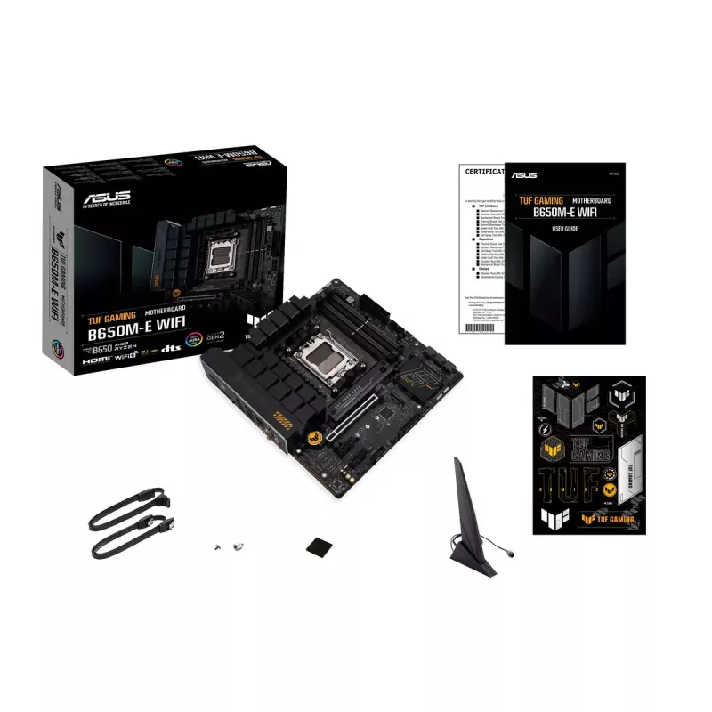 Mātesplate ASUS TUF GAMING B650M‑E WIFI, AMD B650, Socket AM5, micro ATX, DDR5, 4x DIMM, 128GB, Wi‑Fi 6, Bluetooth 5.2