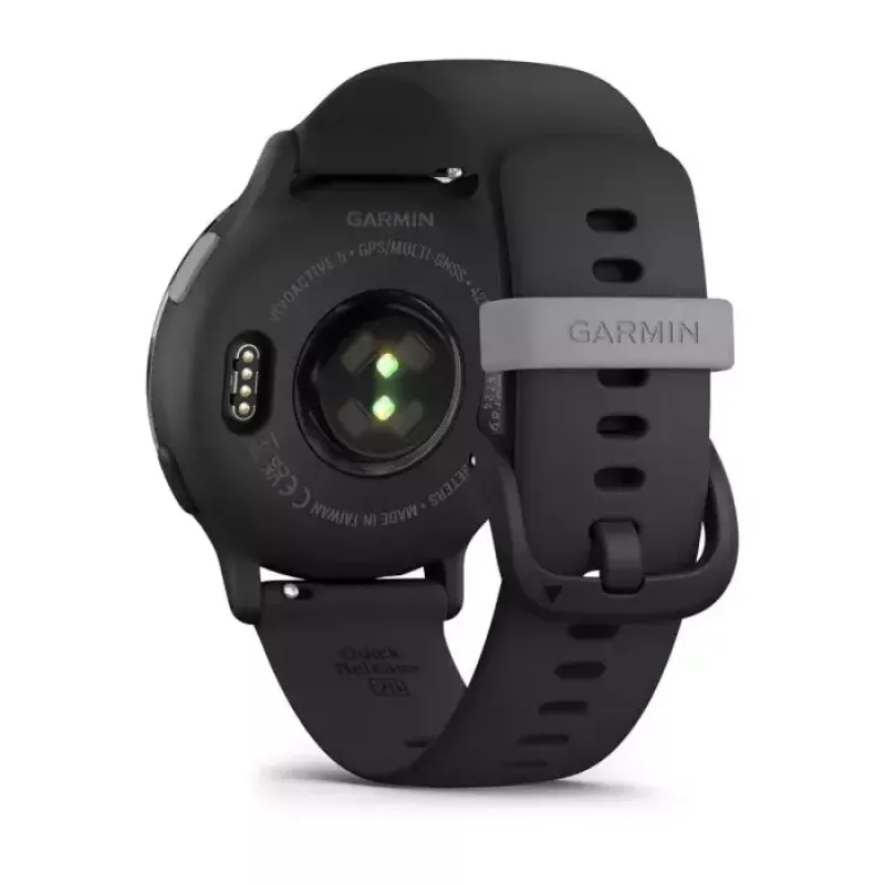 Smartwatch GARMIN Vivoactive 5 Melns — 42 mm korpuss, AMOLED 1,2 collas, GPS/GLONASS/Galileo, 5 ATM, optiskais pulsa mērītājs, SpO2, 11 dienu akumulators