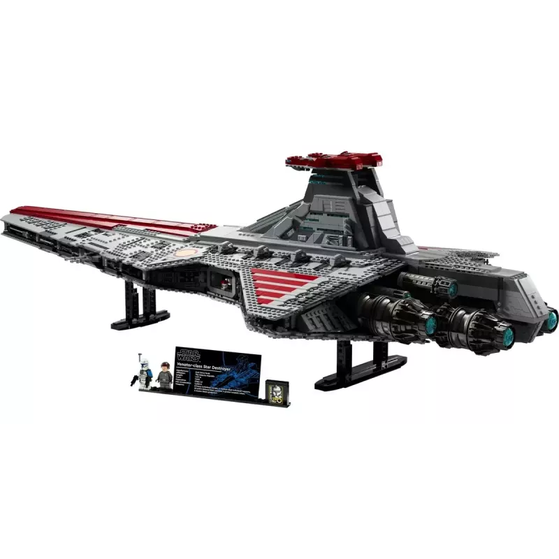 LEGO Star Wars Republic Venator Class Attack Cruiser 75367 — konstruktoru komplekts, 5374 gab., 320×1090×540 mm, 2 minifigūras, vecums 18+