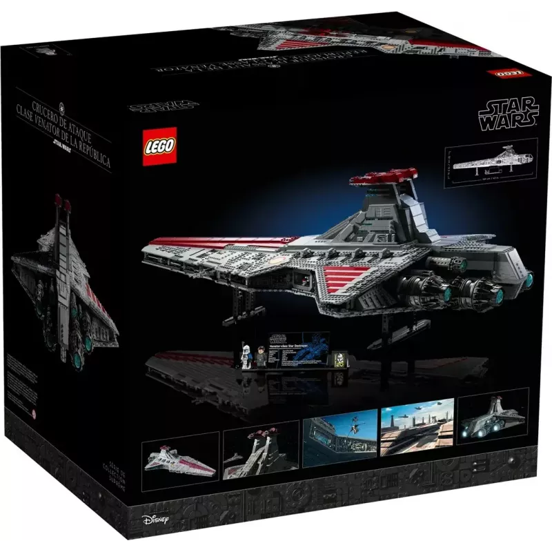LEGO Star Wars Republic Venator Class Attack Cruiser 75367 — konstruktoru komplekts, 5374 gab., 320×1090×540 mm, 2 minifigūras, vecums 18+