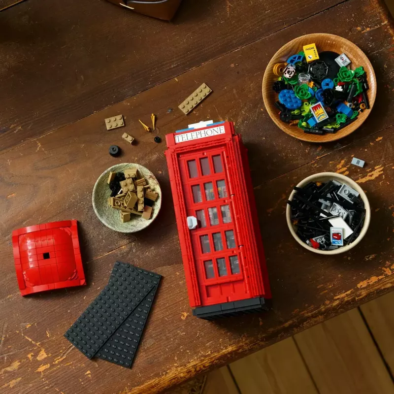 Konstruktors LEGO Red London Telephone Box 21347 – modulārs kolekcionējams komplekts, 1460 detaļas, 18+