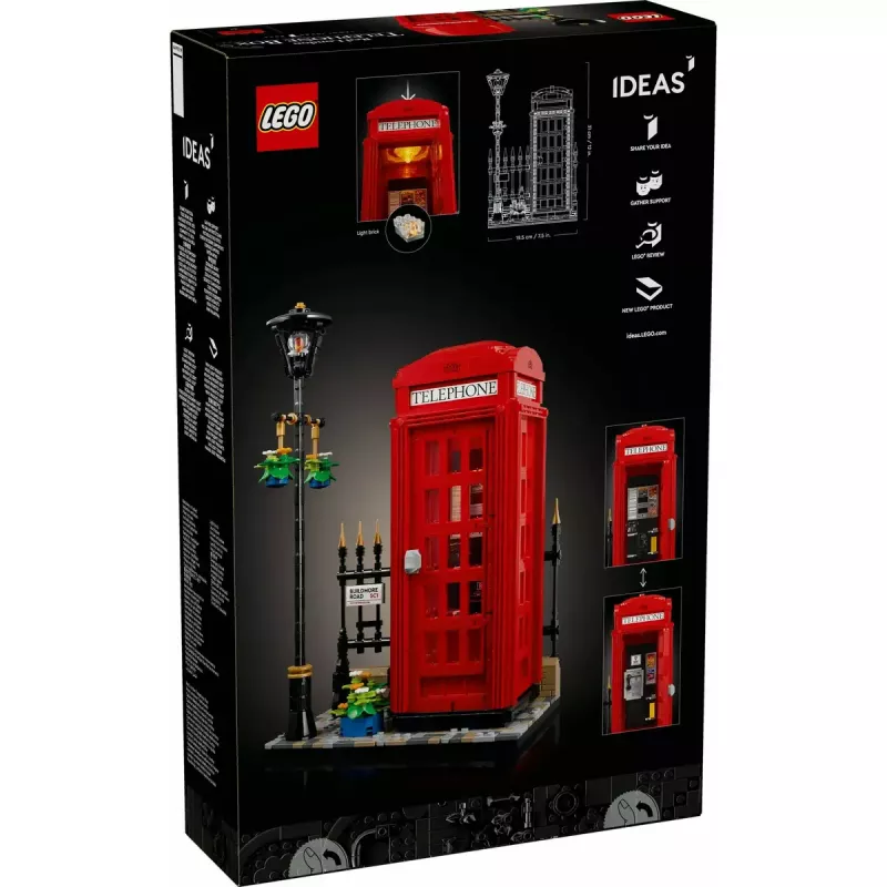 Konstruktors LEGO Red London Telephone Box 21347 – modulārs kolekcionējams komplekts, 1460 detaļas, 18+